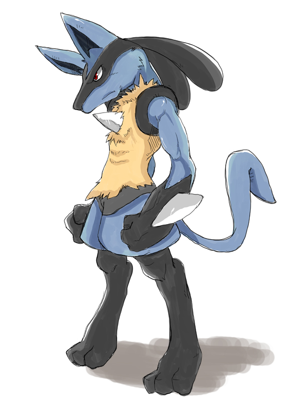 41_(taskmaster41), lucario, muscle, no_humans, pokemon, pokemon_(creature), red_eyes, solo