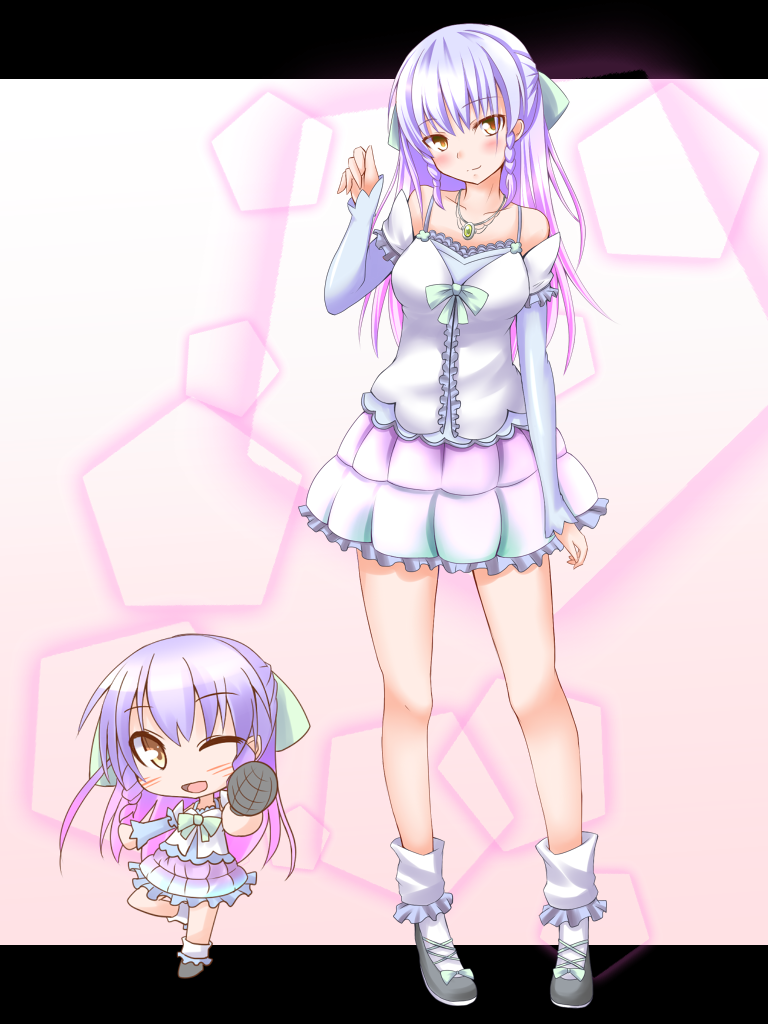 1girl, blush, breasts, chibi, letterboxed, long_hair, looking_at_viewer, minato_teisyoku