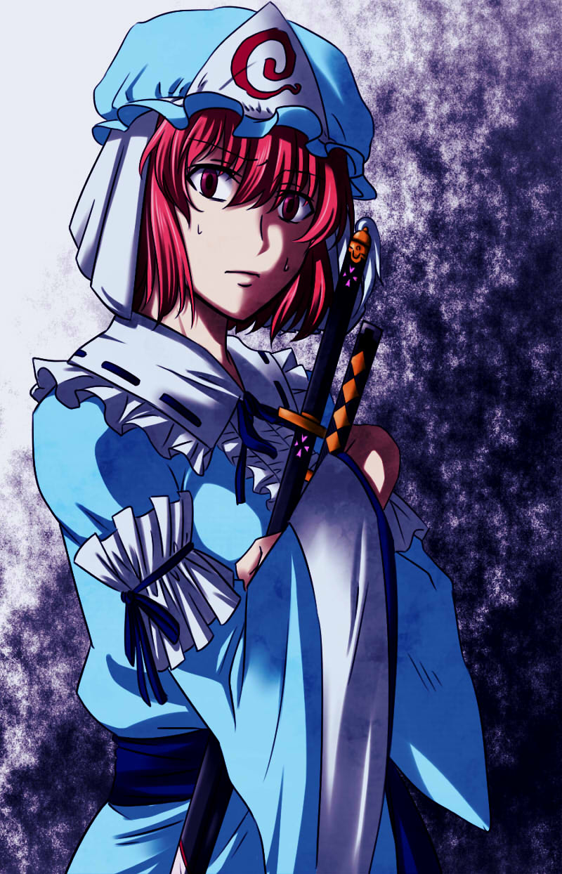 1girl, armlet, crossed_arms, frills, hat, highres, pink_eyes, pink_hair