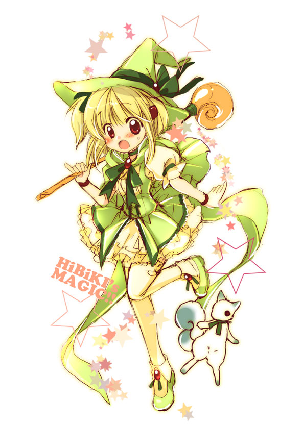 blonde_hair, blush, hibiki, hibiki_no_mahou, izumi_rei, magical_girl, red_eyes, ribbon