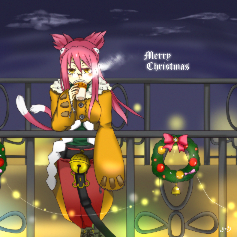 1girl, animal_ears, bell, belt, blazblue, boots, cat_ears, cat_tail
