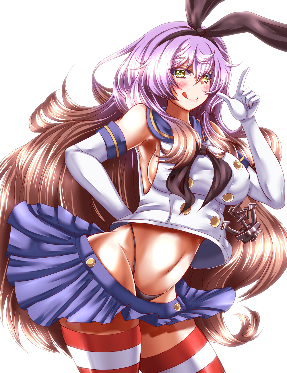 1girl, animal_ears, black_panties, blush, breasts, brown_hair, elbow_gloves, fake_animal_ears