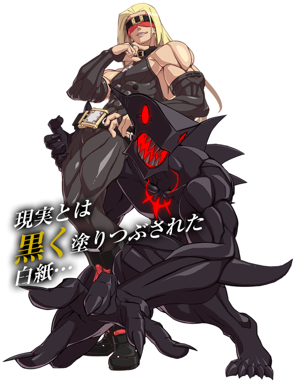 belt, blindfold, blonde_hair, choker, detached_sleeves, fangs, guilty_gear, guilty_gear_xrd