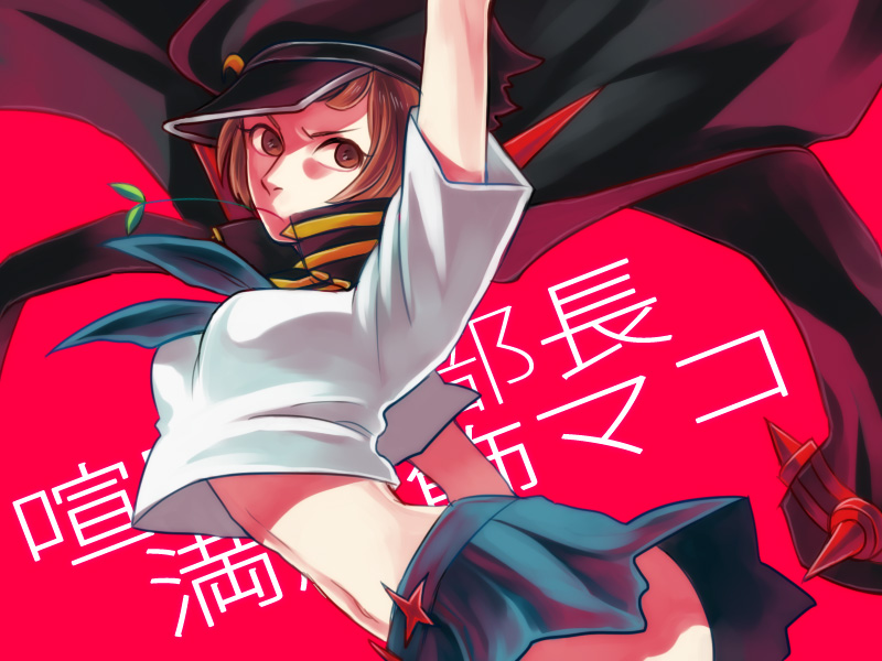 1girl, alternate_costume, breasts, brown_eyes, brown_hair, cape, hat, imai_(wana)