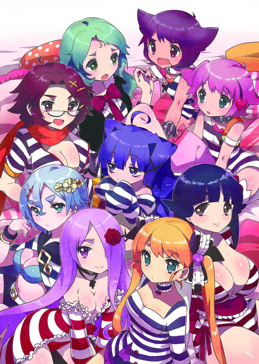 absurdres, alice_(criminal_girls), aqua_eyes, blonde_hair, blush, body_blush, bow, breasts