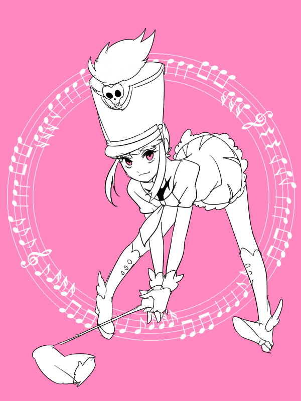1girl, baton, boots, dress, hat, jakuzure_nonon, kill_la_kill, mojya