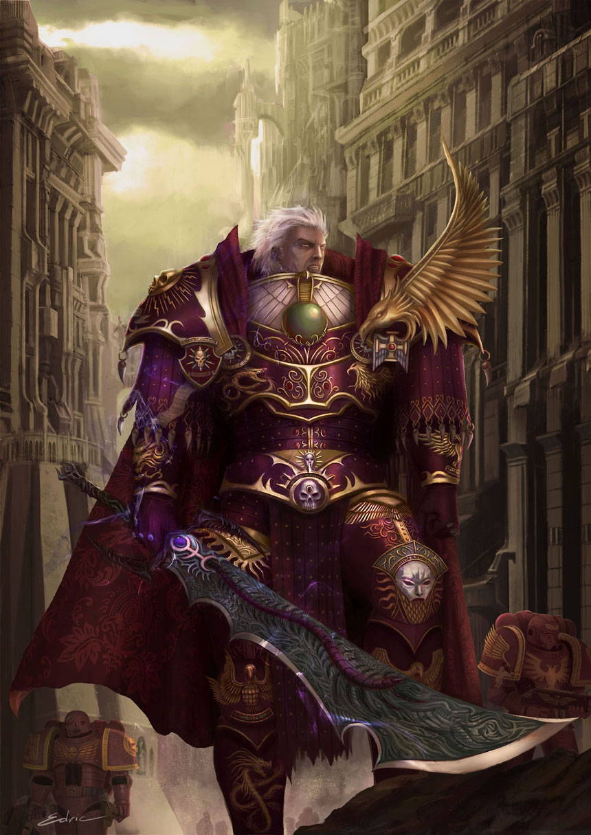 1boy, artist_name, city, fulgrim, highres, luffie, ornate, ornate_armor