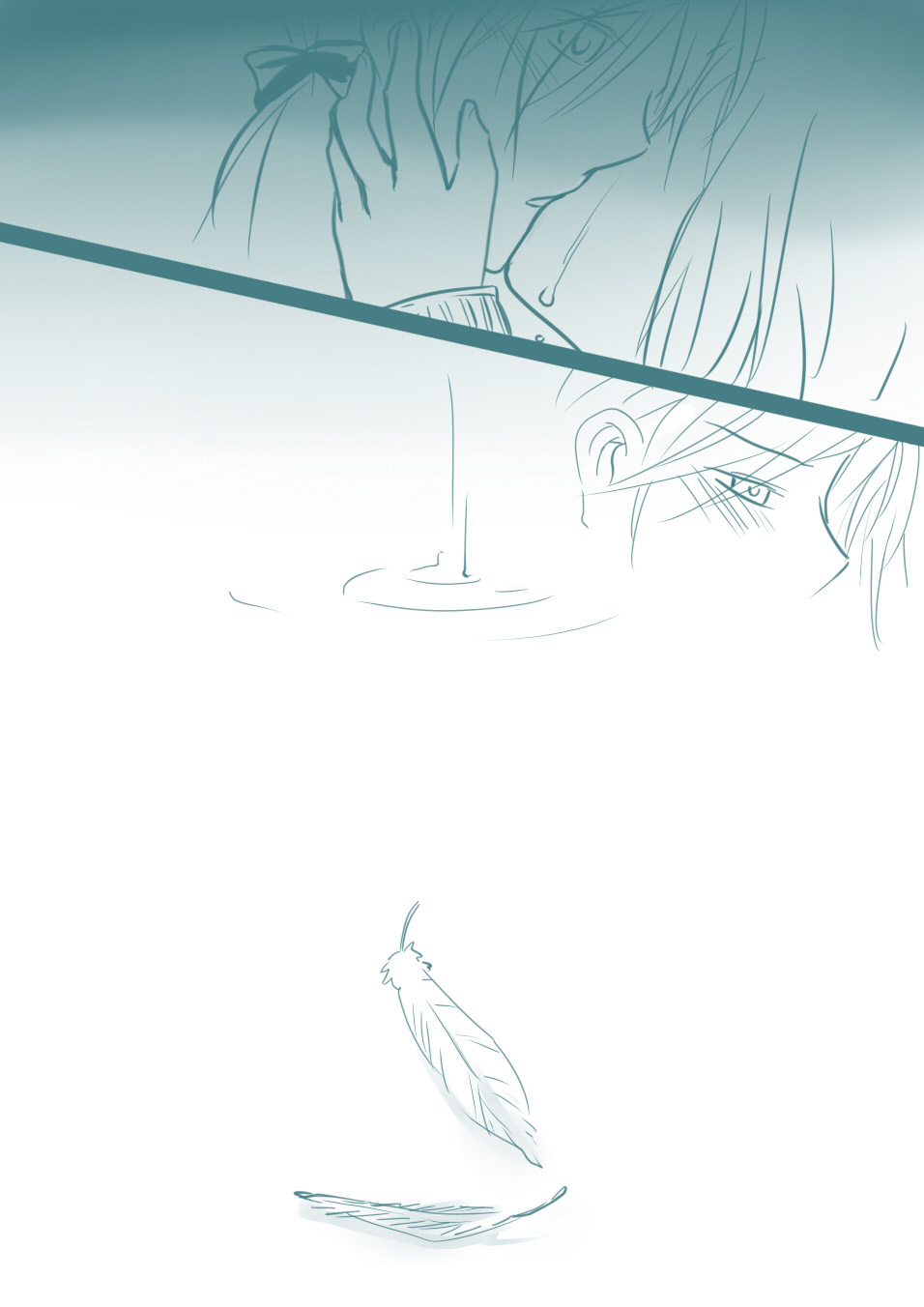 2girls, background, bai_lao_shu, blonde_hair, blush, comic, couple, crying