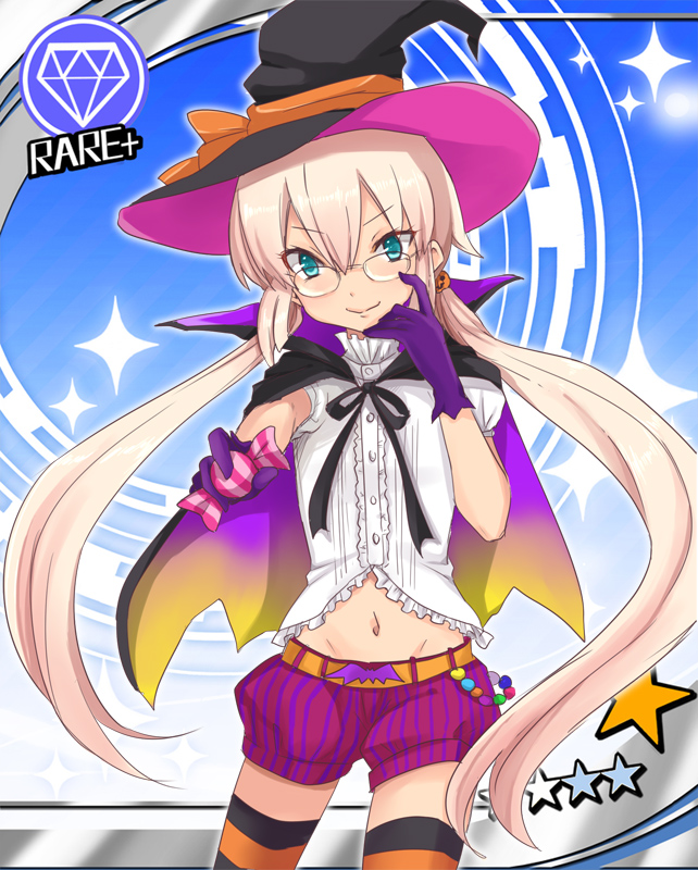 1boy, aqua_eyes, blonde_hair, cinderella_girls_card_parody, fusion, glasses, gloves, hat