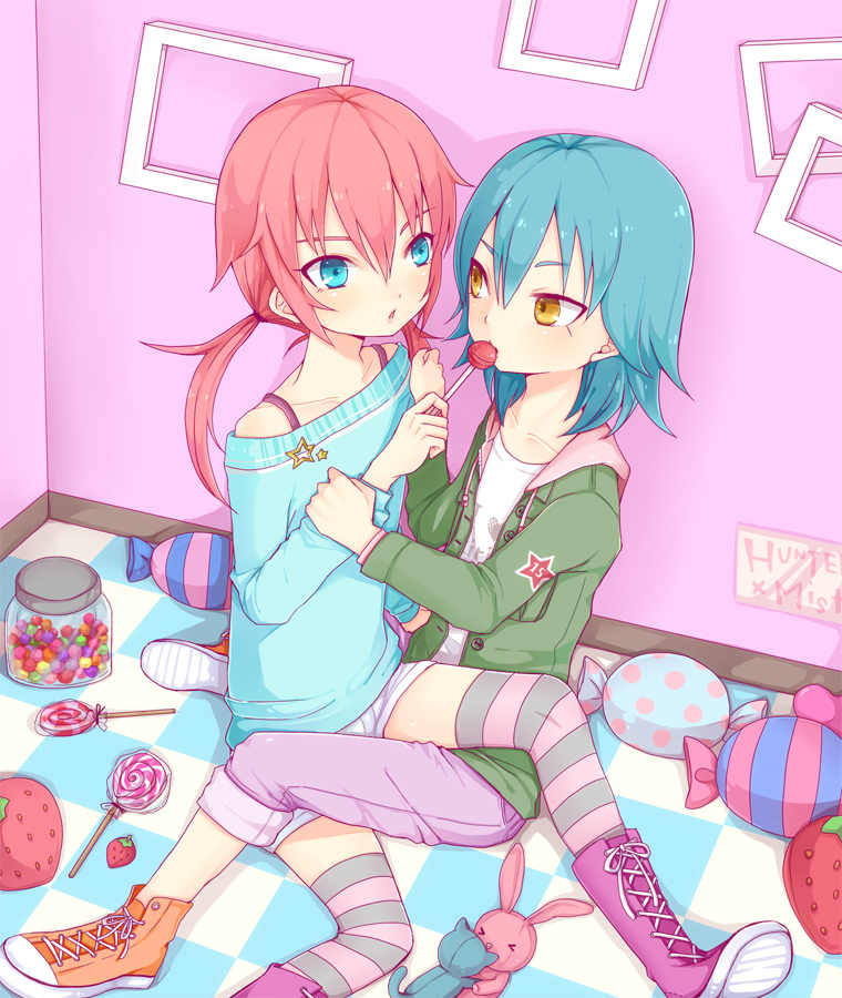 2boys, aqua_hair, blue_eyes, boots, candy, cat, inazuma_eleven_(series), inazuma_eleven_go