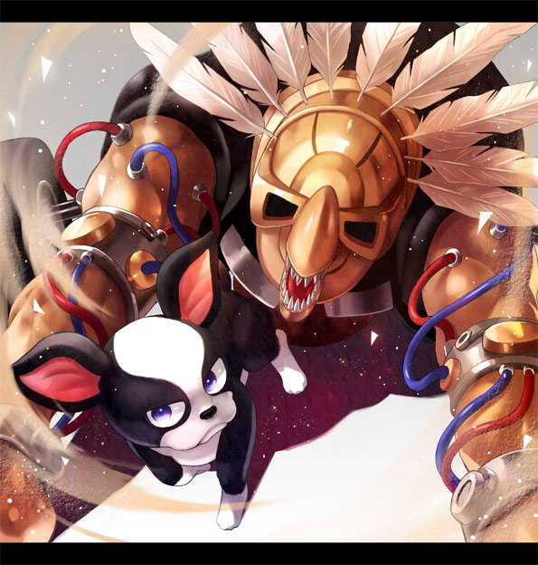 blue_eyes, boston_terrier, cable, dog, iggy_(jojo), ishiima_shiro, jojo_no_kimyou_na_bouken, no_humans