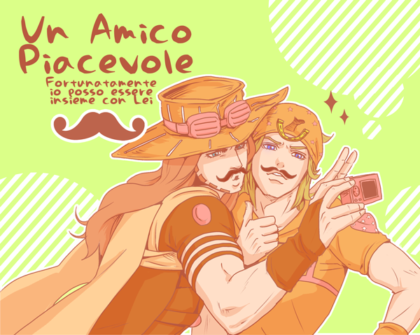 camera, facial_hair, gyro_zeppeli, hat, johnny_joestar, jojo_no_kimyou_na_bouken, mrlee, mustache