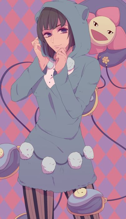 1girl, aju222, animal_ears, black_hair, bob_cut, california_king_bed, fake_animal_ears, higashikata_daiya