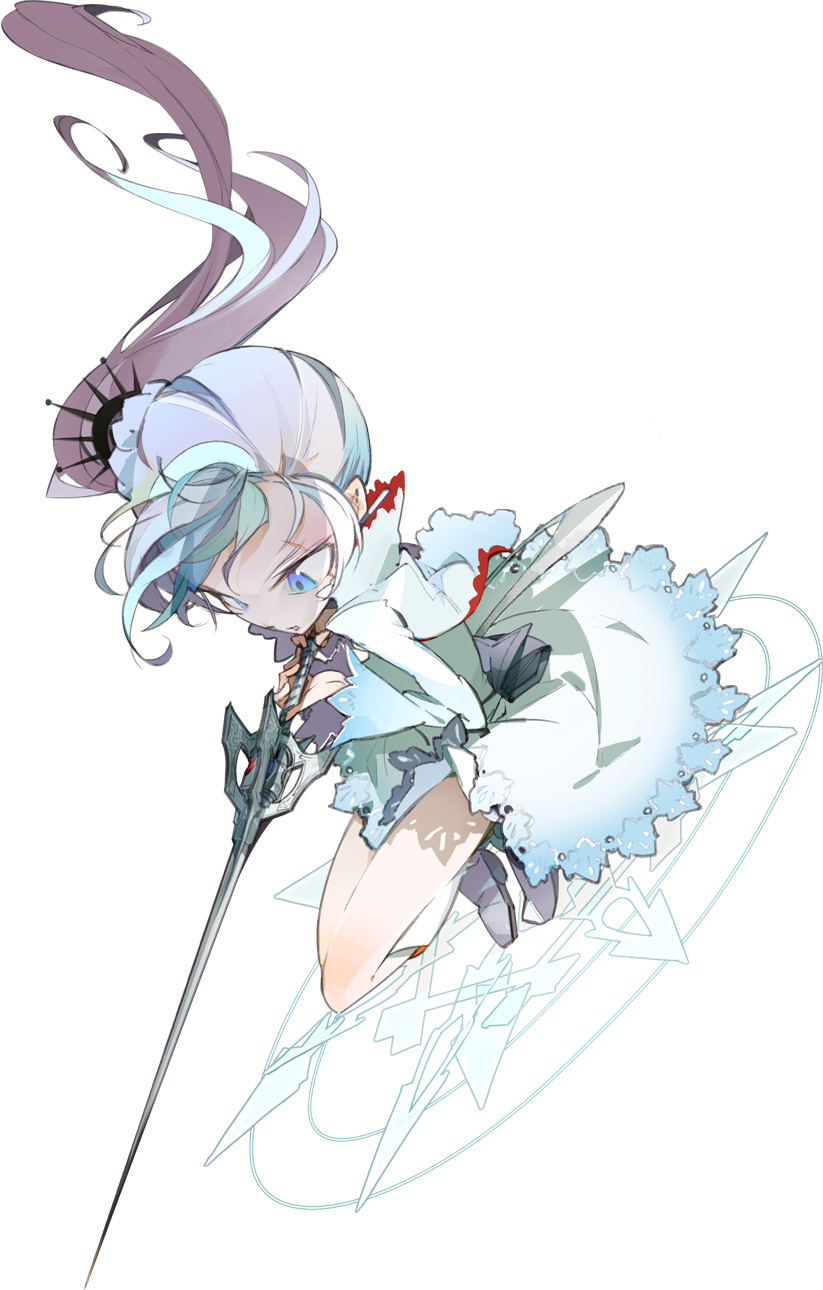 1girl, amiami, blue_eyes, dress, highres, long_hair, ponytail, rapier