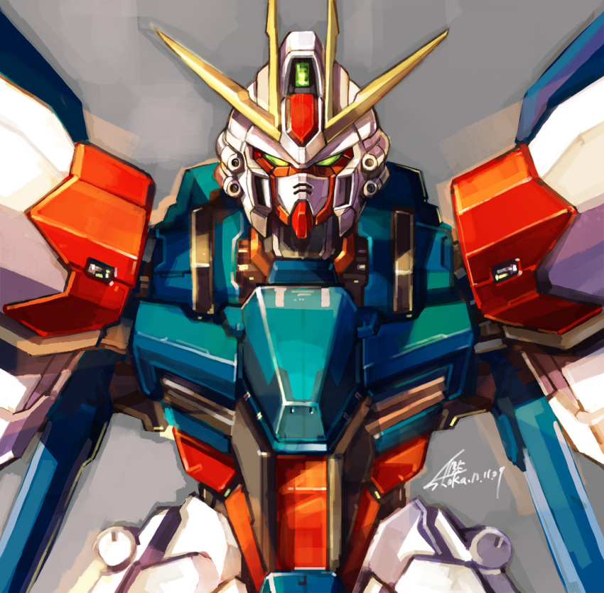 build_strike_gundam, gundam, gundam_build_fighters, mecha, no_humans, science_fiction, shoka, signature, solo, wings