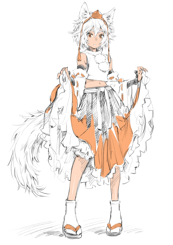 1girl, animal_ears, detached_sleeves, hat, inubashiri_momiji, looking_at_viewer, matsuda_(matsukichi), messy_hair