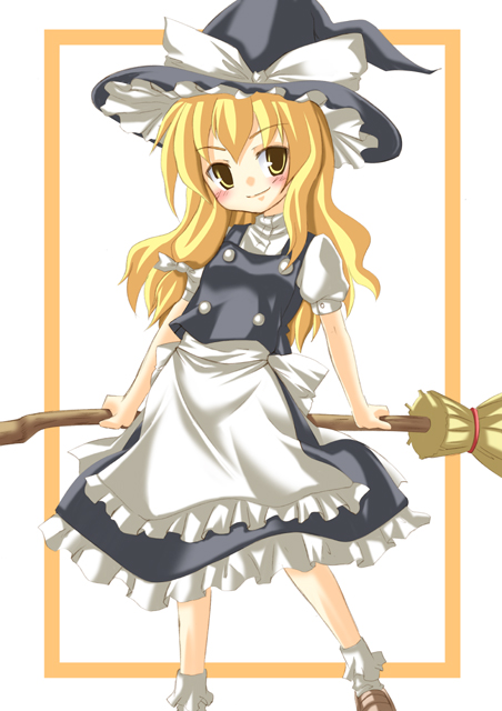 broom, hat, kirisame_marisa, kuromon, long_hair, touhou, witch_hat, yellow_eyes