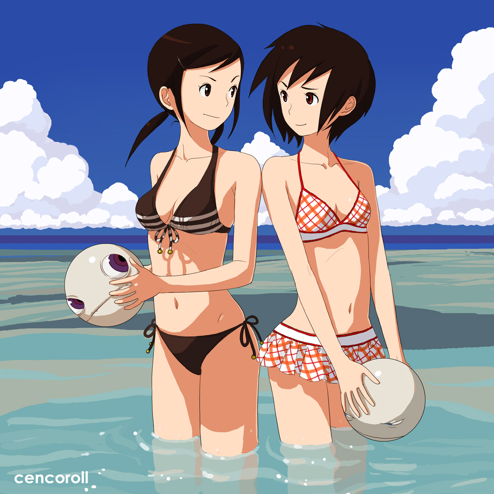 cenco, cencoroll, cloud, front-tie_top, hair_ornament, hairclip, kei_(cencoroll), kokudou_juunigou