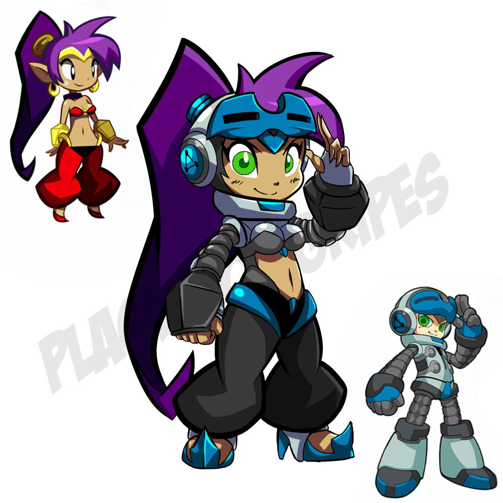 baggy_pants, beck_(mighty_no._9), dark_skin, green_eyes, harem_pants, helmet, kickstarter, long_hair