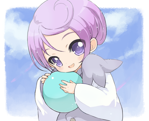 1girl, ball, clouds, cure_sword, dokidoki!_precure, dress, happy, kenzaki_makoto