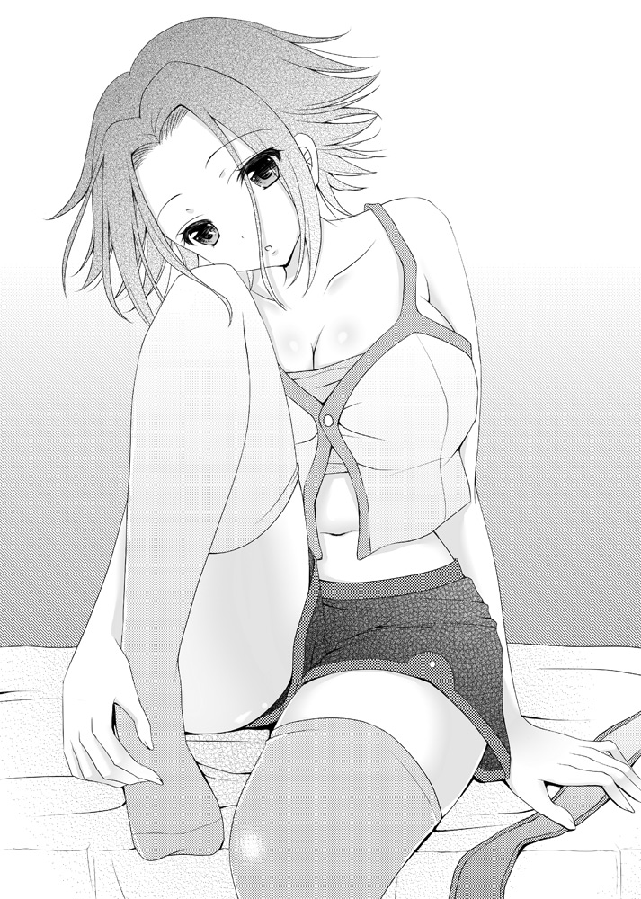 1girl, breasts, cleavage, code_geass, headband_removed, kallen_stadtfeld, midriff, mizusawa_nagi
