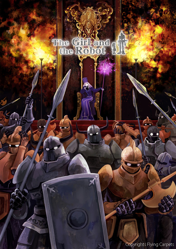 armor, axe, cape, copyright_name, dress, english, hat, headwear_removed