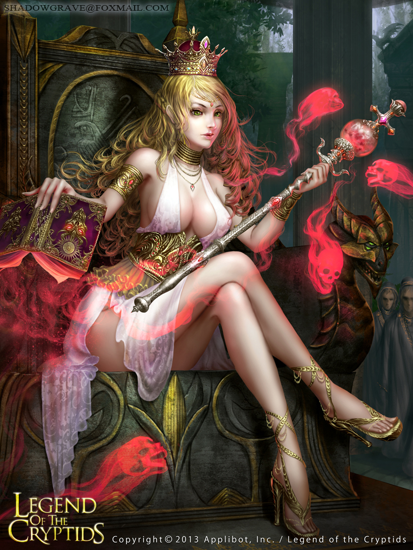 1girl, blonde_hair, book, braid, breasts, cleavage, crossed_legs, crown