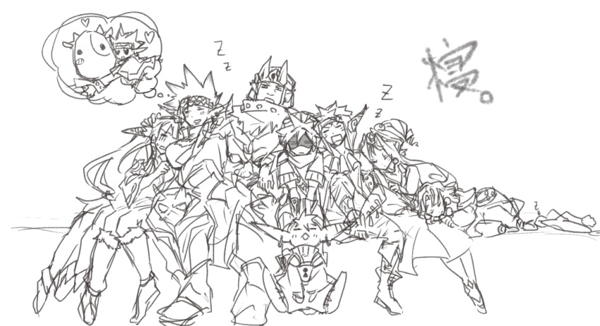 3boys, 4girls, feena, friends, full_body, gadwin, grandia, grandia_i