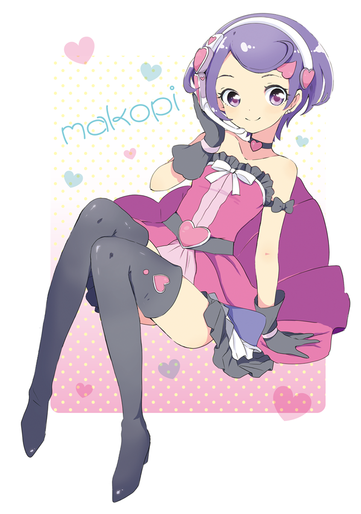 1girl, black_gloves, black_legwear, boots, butadon, choker, dokidoki!_precure, dress