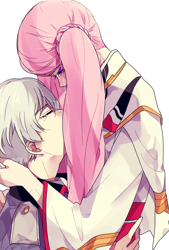1boy, 1girl, closed_eyes, kakumeiki_valvrave, kayasu_(mhrmhr_b), l-elf, lieselotte, long_hair