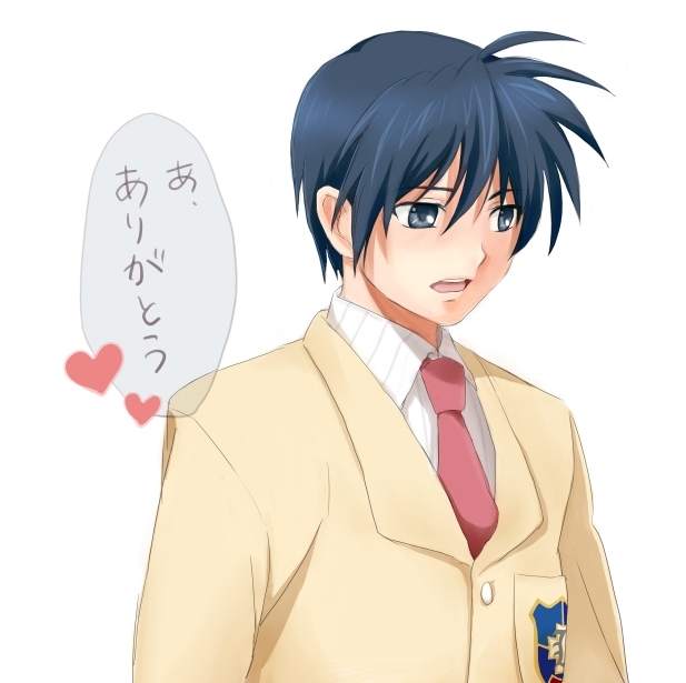 1boy, blue_eyes, blue_hair, clannad, koyasu, male, okazaki_tomoya, school_uniform