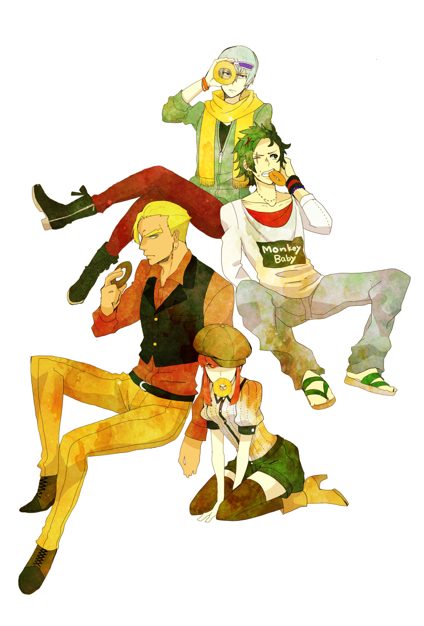 1girl, 3boys, absurdres, blonde_hair, ebippoid, gamagoori_ira, green_hair, highres