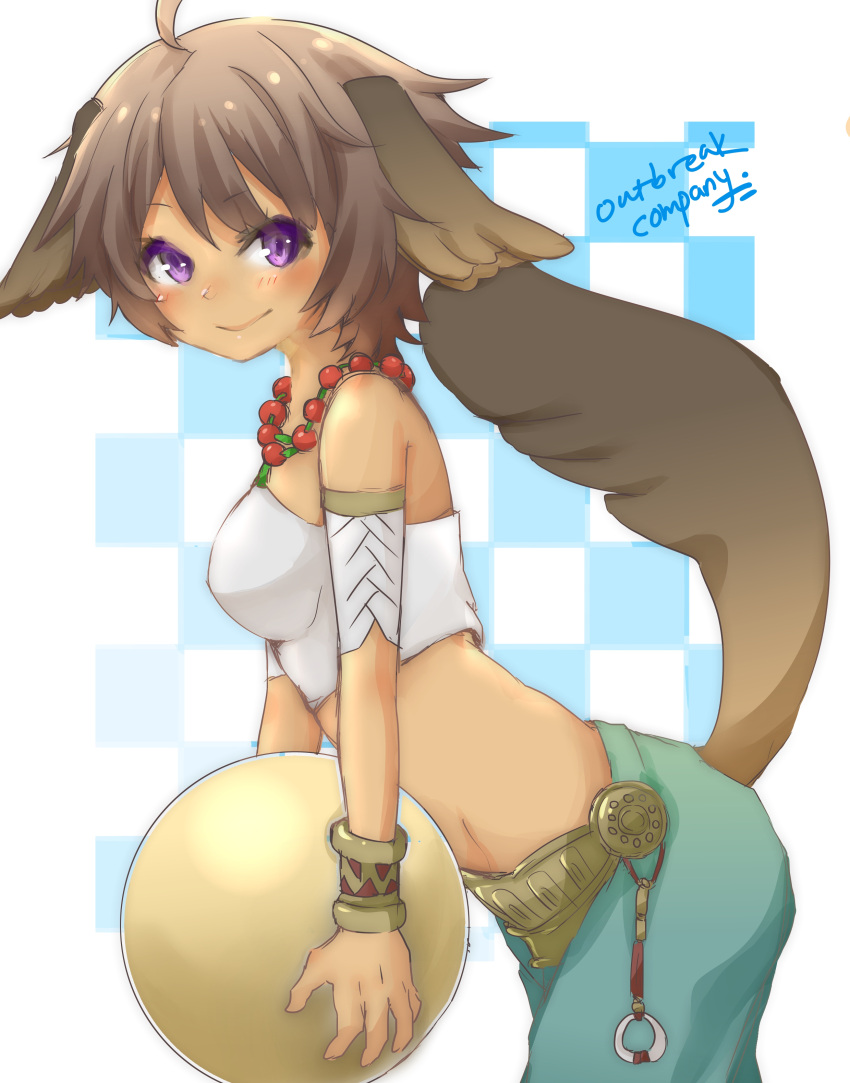 1girl, absurdres, ahoge, animal_ears, ball, bracelet, elbia_hernaiman, highres