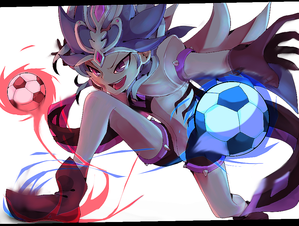 1girl, ball, beta_(inazuma_eleven), inazuma_eleven_(series), inazuma_eleven_go, inazuma_eleven_go_chrono_stone, kokuu_no_megami_athena_(armed), maguro_ouji