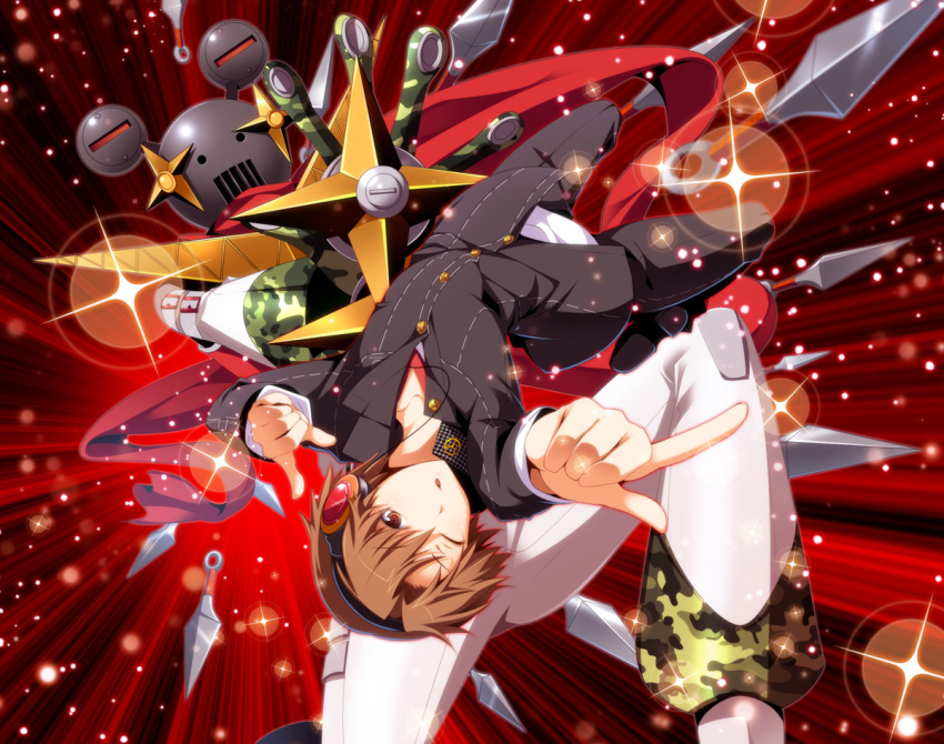 1boy, brown_eyes, brown_hair, hanamura_yousuke, headphones, jiraiya_(persona_4), mayokichi, persona