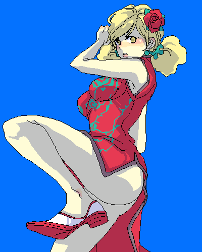 9wa, blonde_hair, blush, chinadress, earrings, final_fantasy, final_fantasy_iv, final_fantasy_iv_the_after
