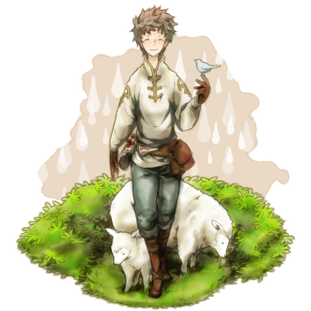 bird, bravely_default:_flying_fairy, brown_hair, gloves, n_(no_bu), sheep, smile, tiz_oria
