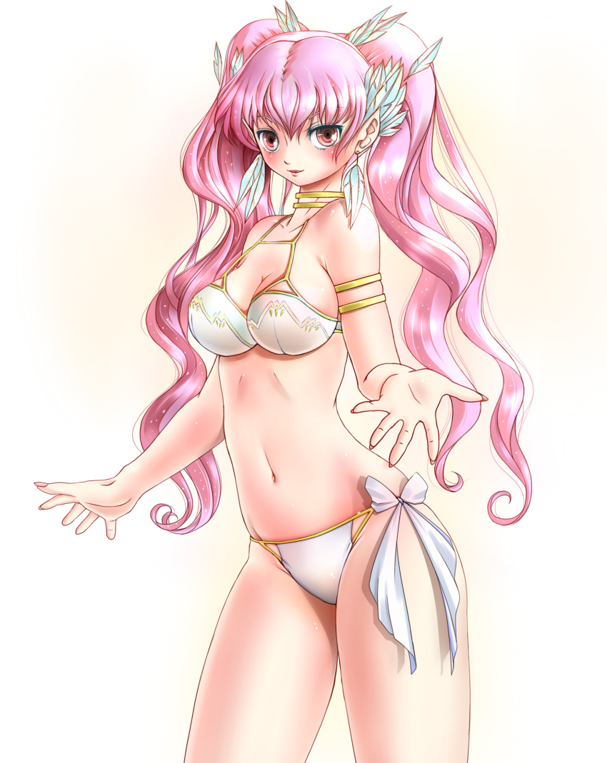 1girl, alternate_color, bikini, highres, long_hair, miharin, personification, pink_hair
