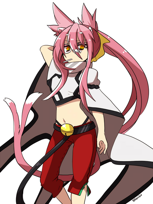 1girl, animal_ears, blazblue, cat_ears, cat_tail, glasses, kokonoe, kuro_yuzu