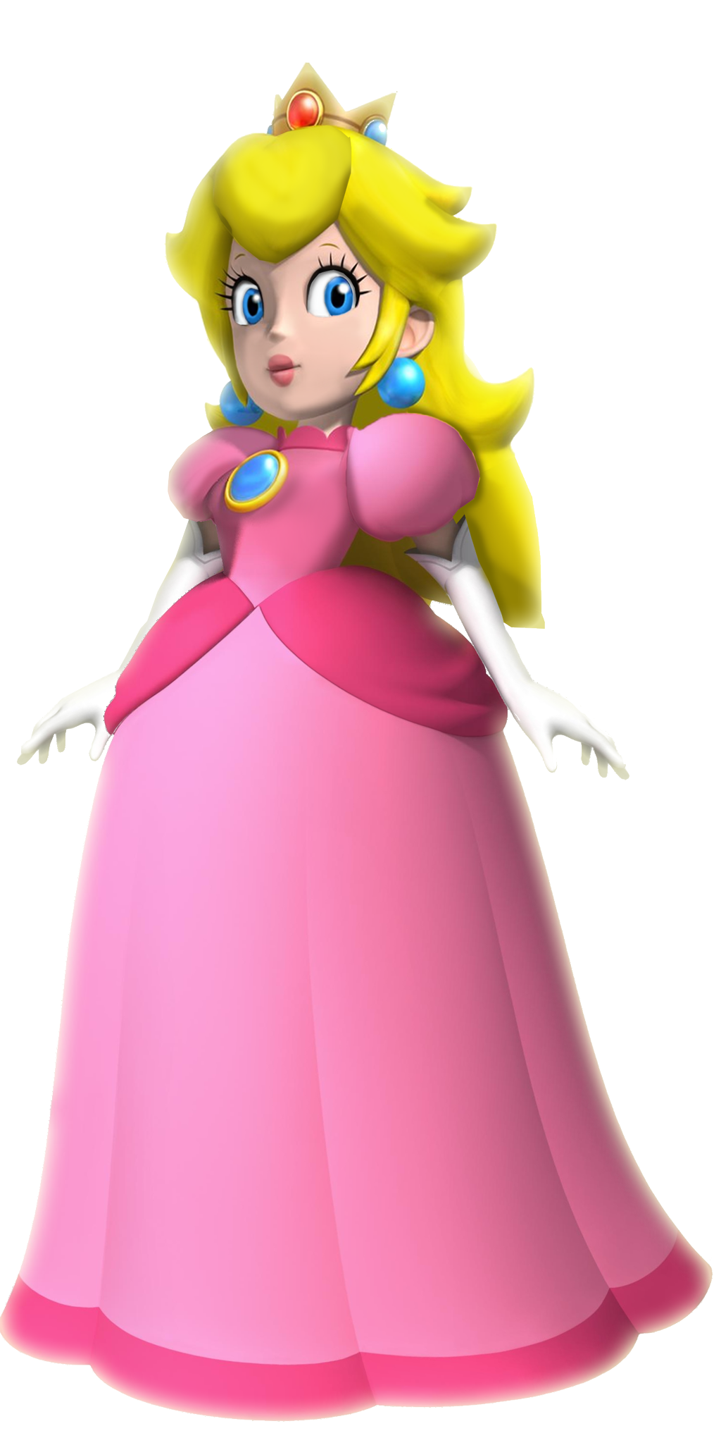 1girl, blonde_hair, blue_eyes, dress, nintendo, princess_peach, rickster1, smile
