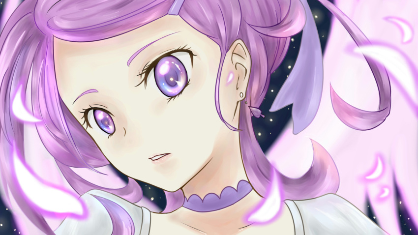 1girl, choker, cure_sword, dokidoki!_precure, earrings, face, hair_ornament, hairpin