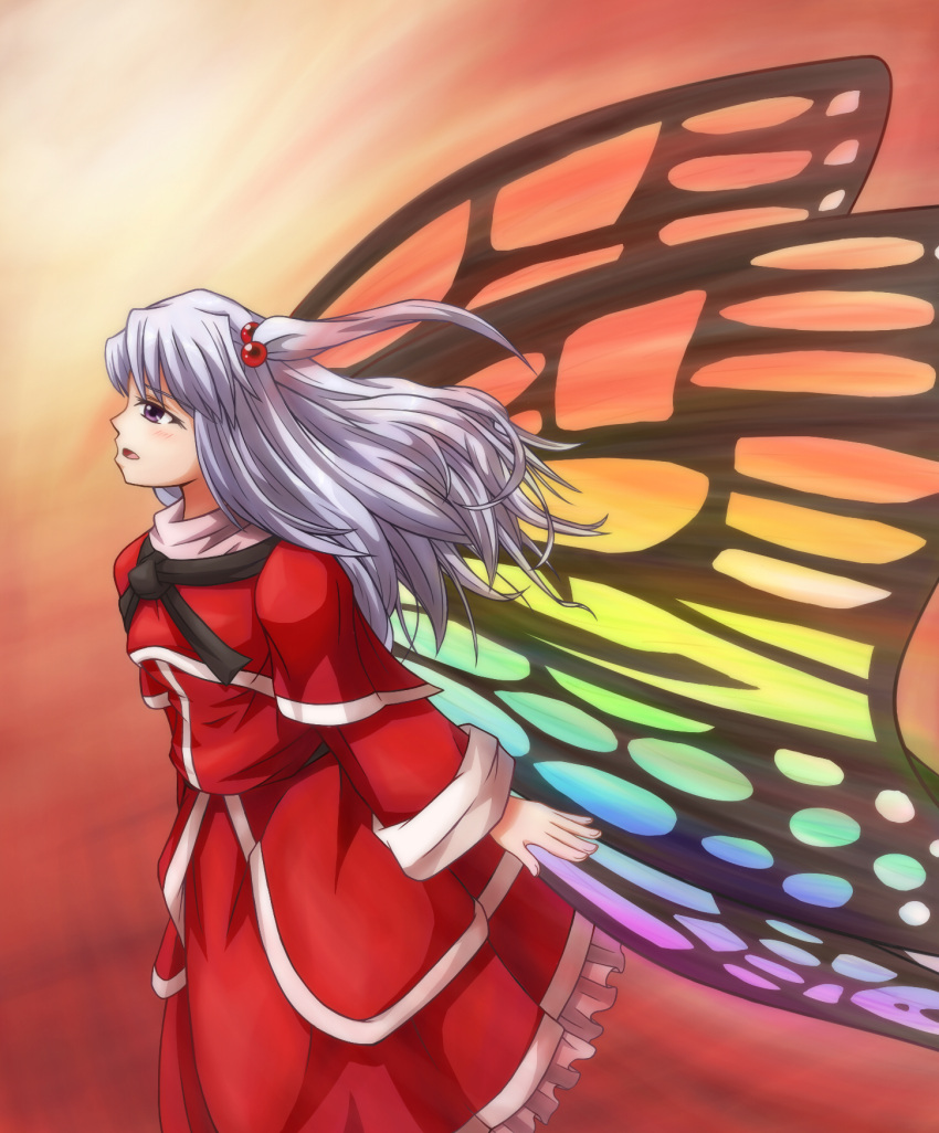 1girl, butterfly_wings, gastdream_(artist), hair_bobbles, hair_ornament, highres, shinki, side_ponytail