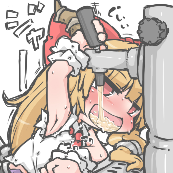 1girl, alcohol, armpits, beer, blonde_hair, blush, drinking, drunk