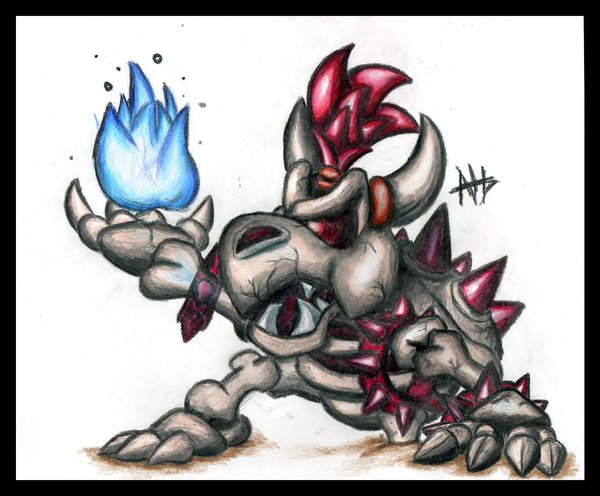 dry_bowser, fire, nintendo, redhead, skeleton, super_mario_bros., yellow_eyes