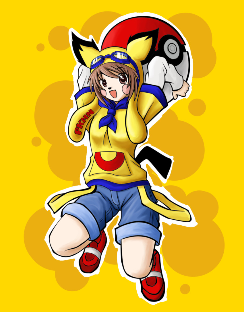 1girl, cosplay, miirkat, pichu, pokemon, solo