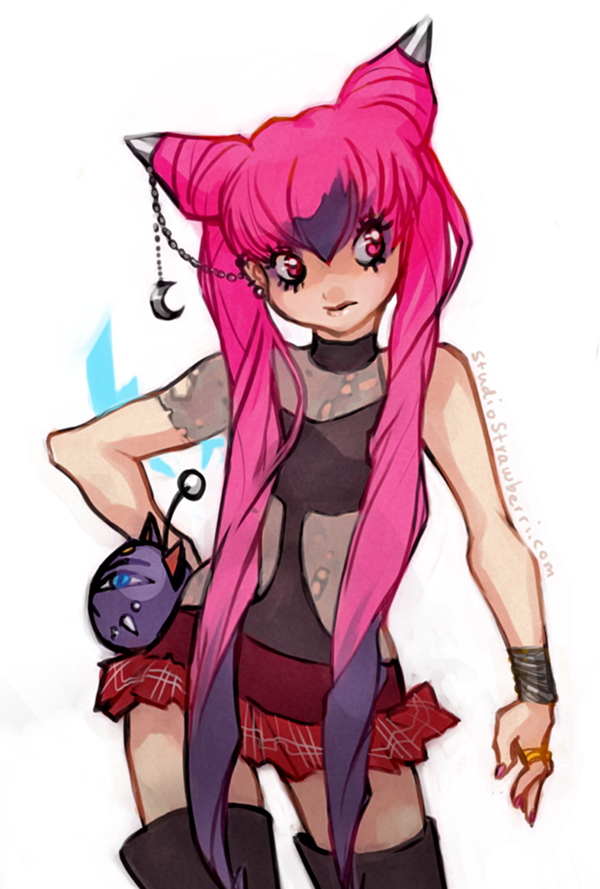 1girl, bishoujo_senshi_sailor_moon, boots, chibi_usa, choker, diana_jakobsson, earrings, eyelashes