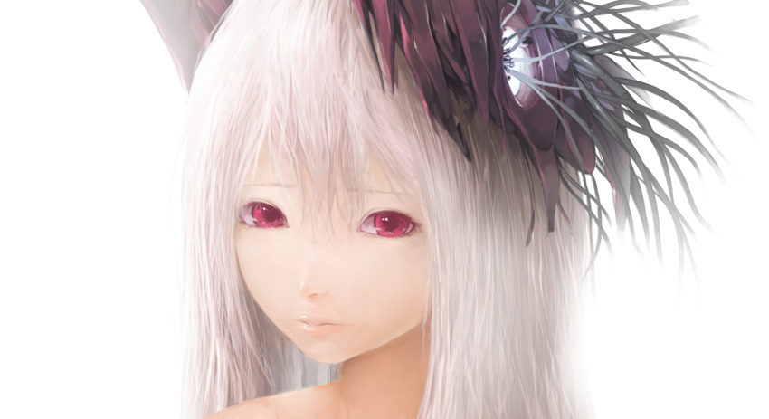 1girl, highres, original, red_eyes, solo, tyappygain, white_hair