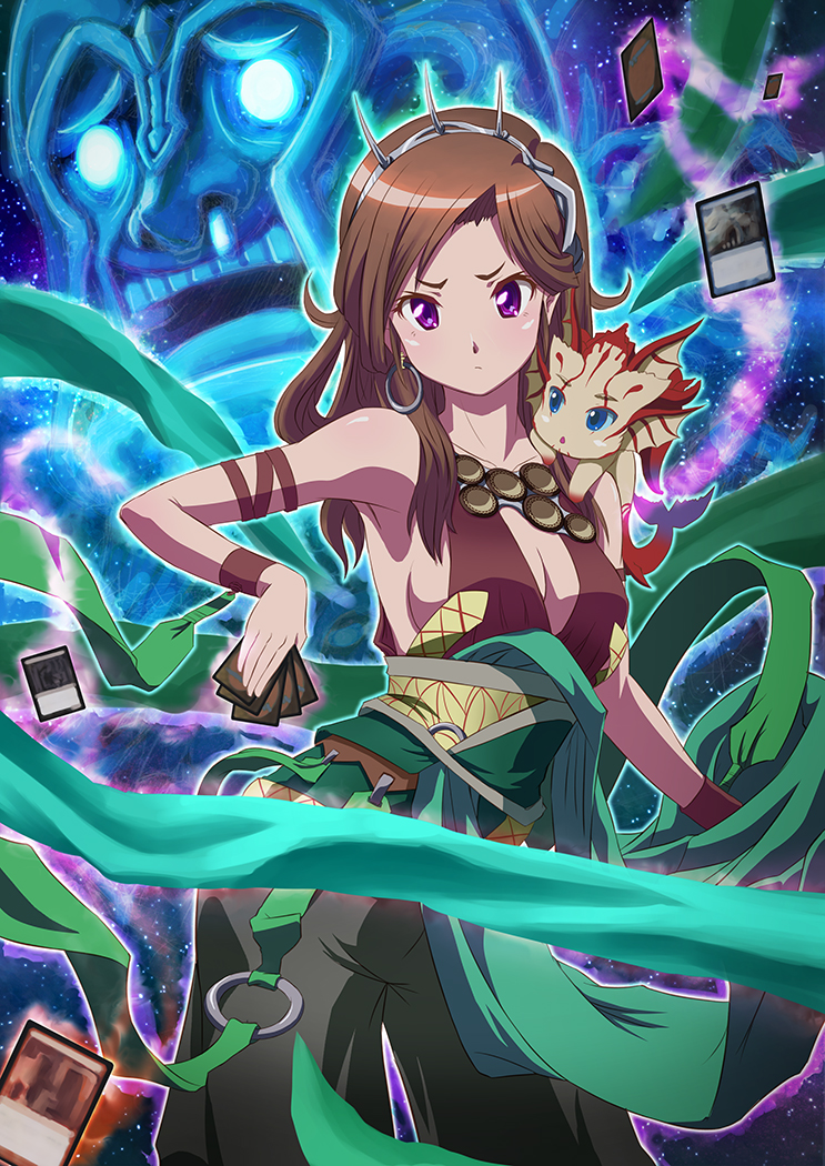 artisan_of_forms, brown_hair, crown, earrings, jewelry, magic:_the_gathering, nakazawa_dousan, violet_eyes