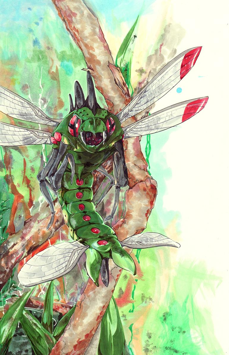 forest, insect, nature, no_humans, pokemon, pokemon_(creature), realistic, saliva