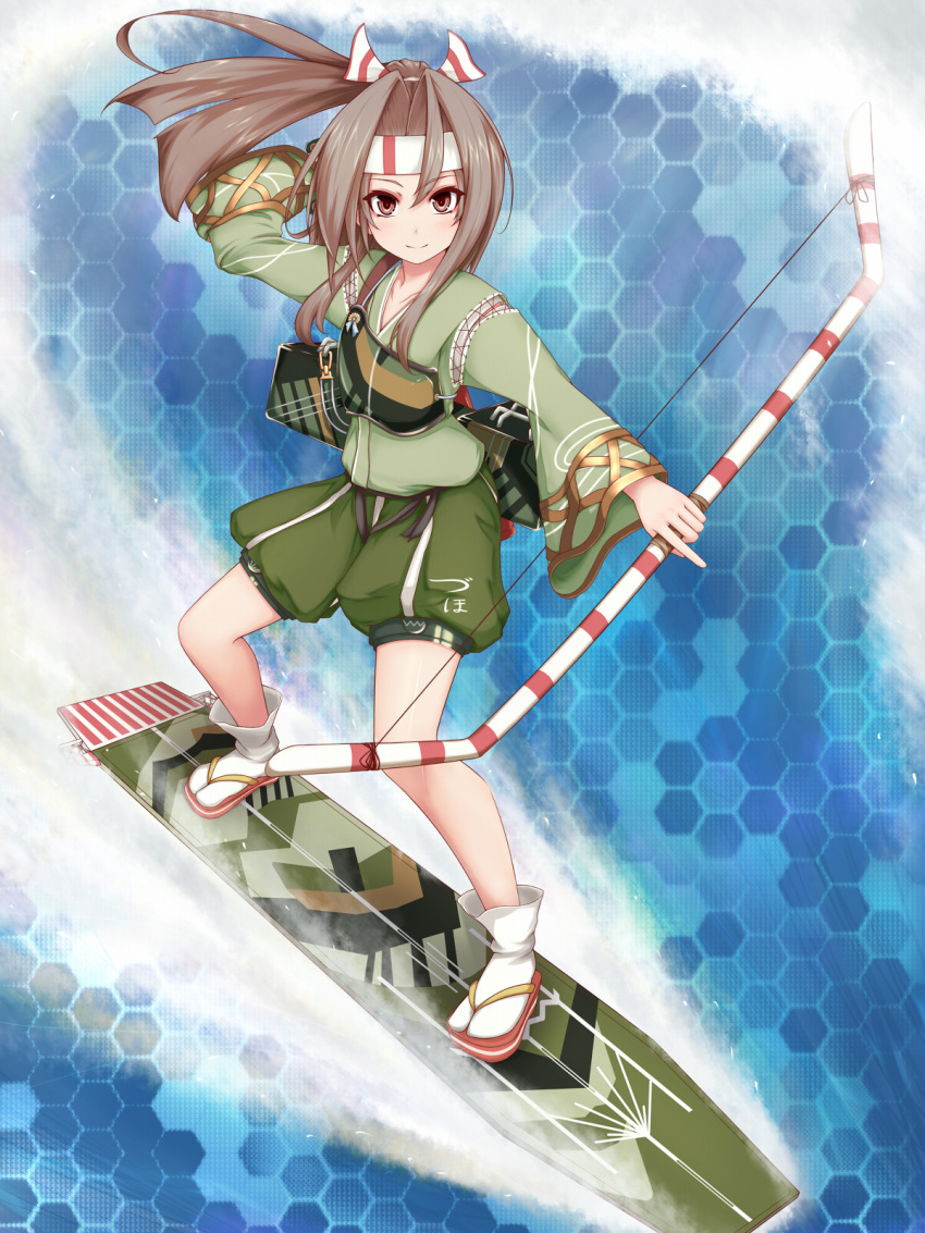 1girl, astn, blush, bow_(weapon), brown_eyes, brown_hair, camouflage, flat_chest